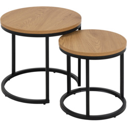 Florence Spiro Oak Round Nest of Tables Set of 2 - Brown - Furniture To Go - Wilko - thumbnail 3