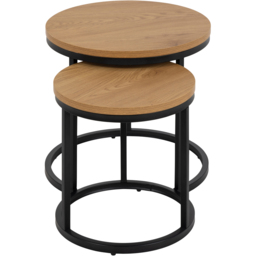Florence Spiro Oak Round Nest of Tables Set of 2 - Brown - Furniture To Go - Wilko - thumbnail 5