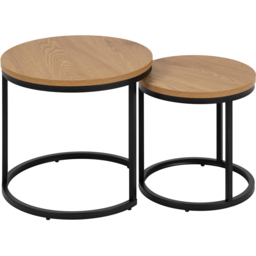 Florence Spiro Oak Round Nest of Tables Set of 2 - Brown - Furniture To Go - Wilko - thumbnail 4