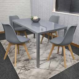 Portland Kosy Koala 4 Seater Modern Glass Dining Set Grey - Wilko