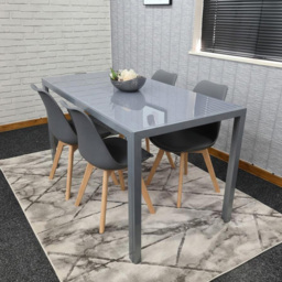 Portland Kosy Koala 4 Seater Modern Glass Dining Set Grey - Wilko - thumbnail 5