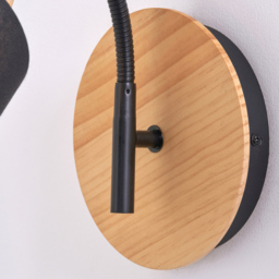 Pacific Lifestyle Juna Black Fabric Shade Black Metal and Natural Wood Wall Light - Size: 22 x 35 x 17cm - Wilko - thumbnail 4