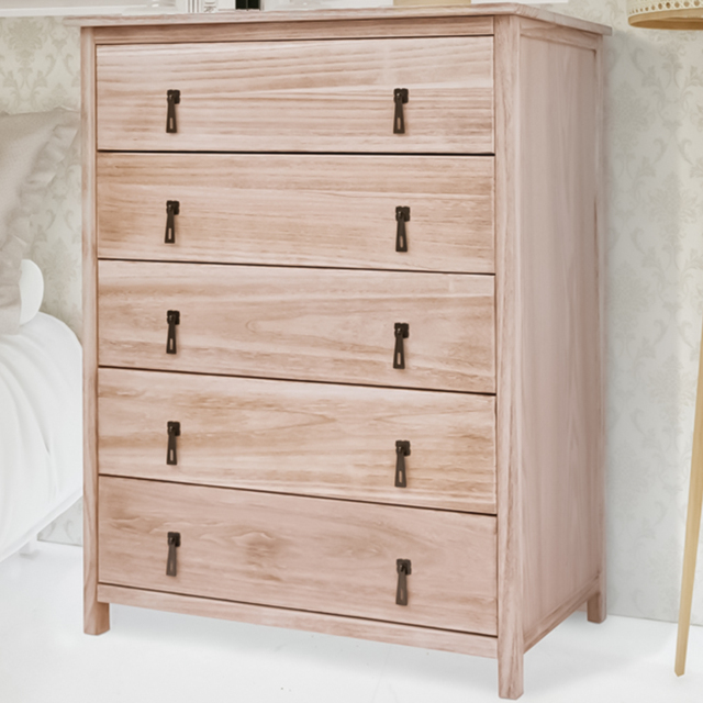 Portofino 5 Drawer Light Wood Chest of Drawers - Wilko - image 1