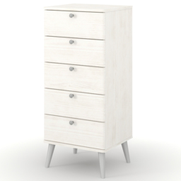 Core Products Augusta Curve 5 Drawer Narrow Chest of Drawers - White - Wilko - thumbnail 3