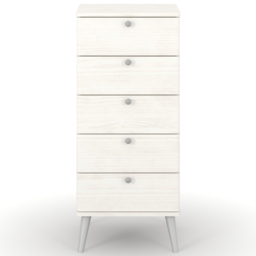 Core Products Augusta Curve 5 Drawer Narrow Chest of Drawers - White - Wilko - thumbnail 4