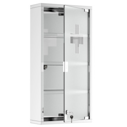 Portland White Frosted Glass Mirror Bathroom Cabinet - Size: 30 x 12 x 60cm - Wilko - thumbnail 3