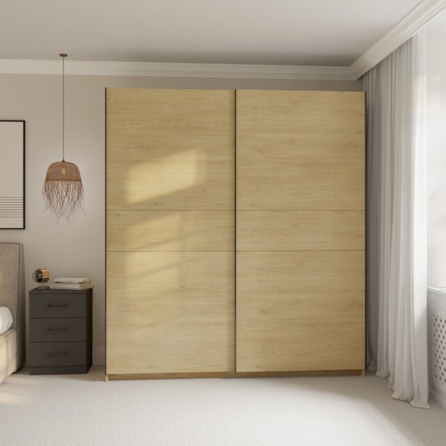 Andora Large Sliding Wardrobe Cremona Oak - Wilko - image 1