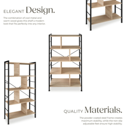 tectake Charleston 4 Shelf Oak Sonoma Standing Shelving Unit - Brown - Wilko - thumbnail 4