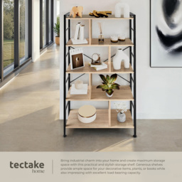 tectake Charleston 4 Shelf Oak Sonoma Standing Shelving Unit - Brown - Wilko - thumbnail 5