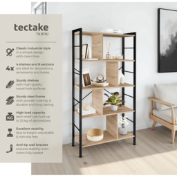 tectake Charleston 4 Shelf Oak Sonoma Standing Shelving Unit - Brown - Wilko - thumbnail 7
