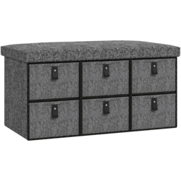 HOMCOM 6 Drawer Dark Grey Fabric Shoe Storage Bench - Size: 38 x 38 x 76.5cm - Wilko - thumbnail 3