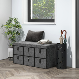 HOMCOM 6 Drawer Dark Grey Fabric Shoe Storage Bench - Size: 38 x 38 x 76.5cm - Wilko - thumbnail 4