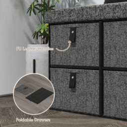 HOMCOM 6 Drawer Dark Grey Fabric Shoe Storage Bench - Size: 38 x 38 x 76.5cm - Wilko - thumbnail 7