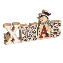 Xmas Haus Festive Light Up Wooden Christmas Decoration - Size: 28 x 14cm - Multi - Wilko - thumbnail 1