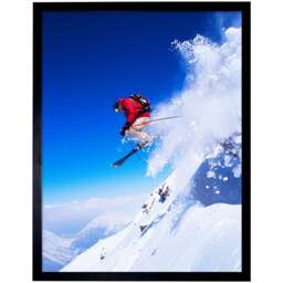 Wee Blue Coo Skier Ski Jumping Snow Sport Framed Wall Art Print 30 x 41cm - Size: 43.3 x 33.3 x 1.5cm - Wilko - thumbnail 1