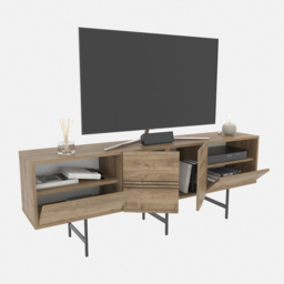 Decorotika Derin Walnut and Black TV Unit - Size: 64.7 x 180 x 37.1cm - Multi - Wilko - thumbnail 6