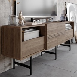 Decorotika Derin Walnut and Black TV Unit - Size: 64.7 x 180 x 37.1cm - Multi - Wilko - thumbnail 4