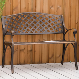 Outsunny 2 Seater Bronze Cast Aluminium Antique Bench with Armrest - Brown - Wilko