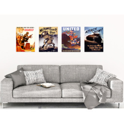 Artery8 US Military World War 2 Seabees Tank Mr Peanut Wall Art Print 30 x 41cm 4 Pack - Size: 40.5 x 30.5 x 0.3cm - Multi - Wilko - thumbnail 3