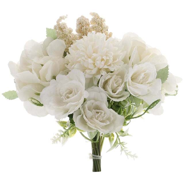Living and Home White Artificial Mixed Flowers Bouquet 20cm - Size: 20 x 20 x 20cm - Wilko - image 1