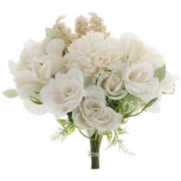 Living and Home White Artificial Mixed Flowers Bouquet 20cm - Size: 20 x 20 x 20cm - Wilko - thumbnail 1