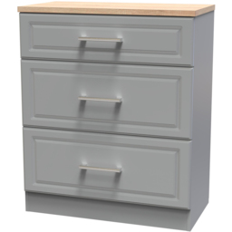Crowndale Kent 3 Drawer Dusk Grey and Bardolino Oak Deep Chest of Drawers Ready Assembled - Dusk Grey & Bardolino Oak - Wilko - thumbnail 5