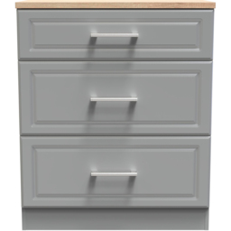 Crowndale Kent 3 Drawer Dusk Grey and Bardolino Oak Deep Chest of Drawers Ready Assembled - Dusk Grey & Bardolino Oak - Wilko - thumbnail 3