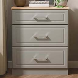 Crowndale Kent 3 Drawer Dusk Grey and Bardolino Oak Deep Chest of Drawers Ready Assembled - Dusk Grey & Bardolino Oak - Wilko - thumbnail 1