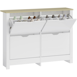 Portland 4 Flip Down Drawer White Shoe Cabinet - Size: 80 x 105 x 26cm - Wilko - thumbnail 3