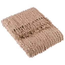Hoem Arvo Plaster Woven Fringed Throw 130 x 180cm - Size: 180 x 130cm - Brown - Wilko