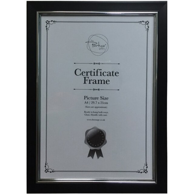 A4 Black Certificate Photo Frame - The Port. Co Gallery - Wilko - image 1
