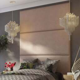 Aspire Furniture Llewelyn-Bowen Luxury Natural Saxon Twill Wall Mounted Headboard 90cm - Size: Single Pack - Cream - Aspire Beds - Wilko