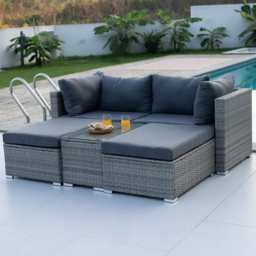 Home Source Solara 4 Seater Grey Garden Lounge Set - Wilko