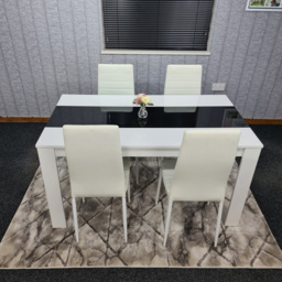 Kosy Koala 4 Seater Faux Leather Dining Set Black and White - Size: 96 x 40 x 40cm - White Black - Portland - Wilko - thumbnail 7