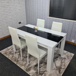 Kosy Koala 4 Seater Faux Leather Dining Set Black and White - Size: 96 x 40 x 40cm - White Black - Portland - Wilko - thumbnail 6