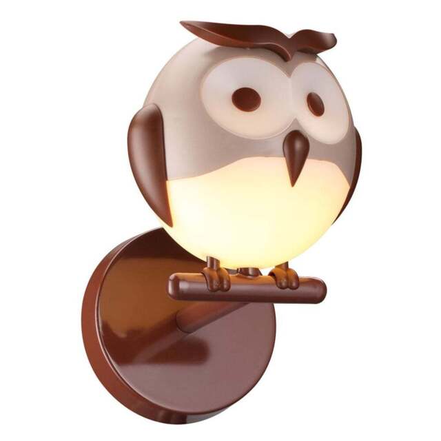 Milagro Owl Brown LED Wall Lamp 230V - Size: 15 x 15 x 26cm - Wilko - image 1