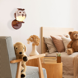Milagro Owl Brown LED Wall Lamp 230V - Size: 15 x 15 x 26cm - Wilko - thumbnail 3