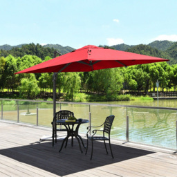 Costway Red Crank Handle Patio Cantilever Umbrella Parasol 3m - Wilko - thumbnail 3