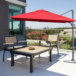 Costway Red Crank Handle Patio Cantilever Umbrella Parasol 3m - Wilko - thumbnail 5