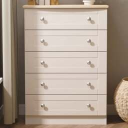 Crowndale Sussex 5 Drawer Kashmir Ash and Bardolino Oak Chest of Drawers Ready Assembled - Kashmir Ash & Bardolino Oak - Wilko - thumbnail 1