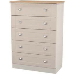 Crowndale Sussex 5 Drawer Kashmir Ash and Bardolino Oak Chest of Drawers Ready Assembled - Kashmir Ash & Bardolino Oak - Wilko - thumbnail 4