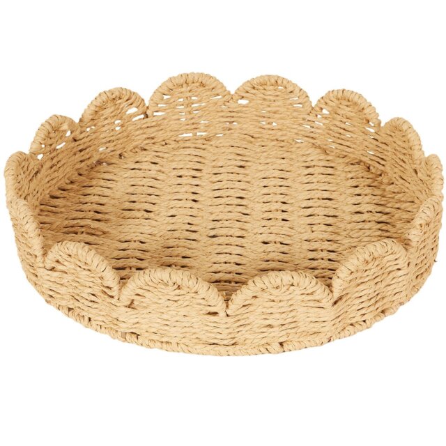 Scalloped Edge Seagrass Tray - Brown - Size: 35 x 7 x 35 cm - Wilko - image 1