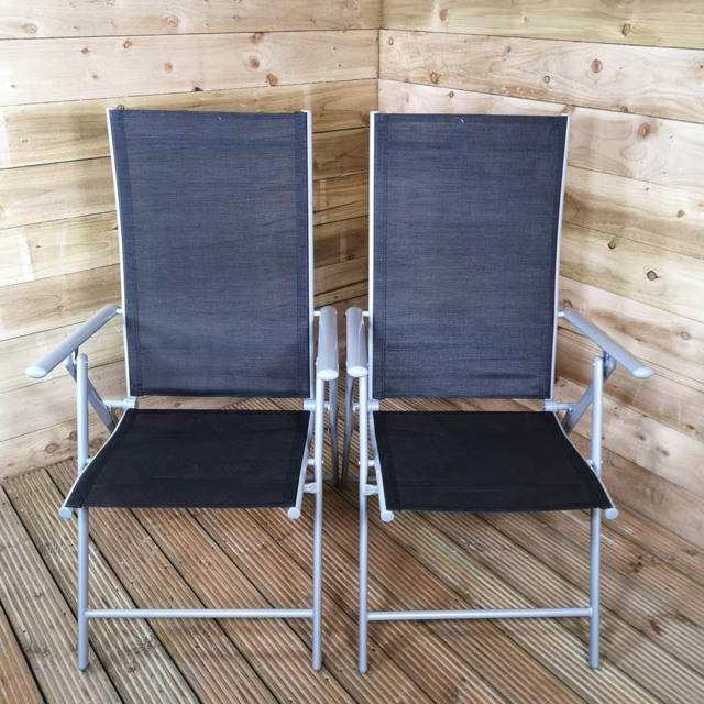 Samuel Alexander Black and Grey Multi-Position Reclining Folding Chair Set of 2 - Size: 1 Seater - Wilko - image 1