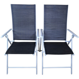 Samuel Alexander Black and Grey Multi-Position Reclining Folding Chair Set of 2 - Size: 1 Seater - Wilko - thumbnail 3