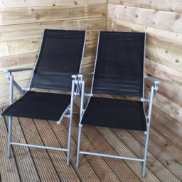 Samuel Alexander Black and Grey Multi-Position Reclining Folding Chair Set of 2 - Size: 1 Seater - Wilko - thumbnail 7