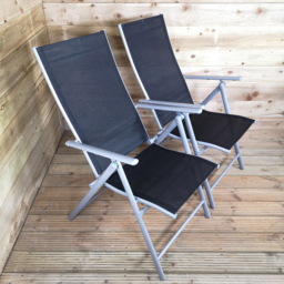 Samuel Alexander Black and Grey Multi-Position Reclining Folding Chair Set of 2 - Size: 1 Seater - Wilko - thumbnail 4