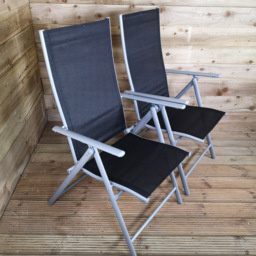 Samuel Alexander Black and Grey Multi-Position Reclining Folding Chair Set of 2 - Size: 1 Seater - Wilko - thumbnail 5