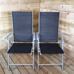 Samuel Alexander Black and Grey Multi-Position Reclining Folding Chair Set of 2 - Size: 1 Seater - Wilko - thumbnail 1