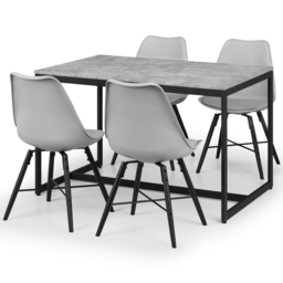 Julian Bowen Staten Kari Concrete Effect 4 Seater Dining Set Grey - Black - Wilko - thumbnail 3