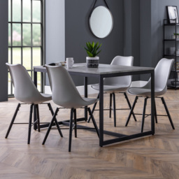 Julian Bowen Staten Kari Concrete Effect 4 Seater Dining Set Grey - Black - Wilko